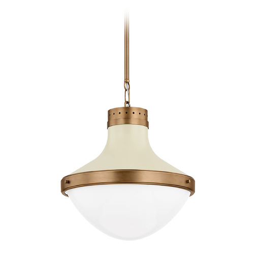 Troy Lighting Maxton Patina Brass and Soft Sand LED Pendant Light with Bowl / Dome Shade