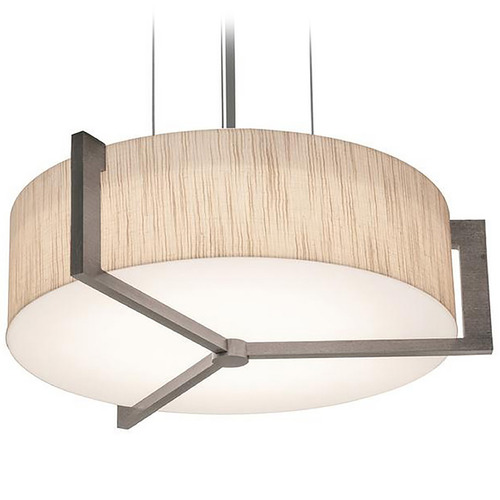 Afx Lighting Apex Satin Nickel LED Pendant Light with Drum Shade