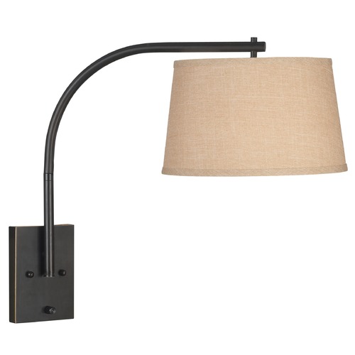 Kenroy Home Lighting Swing Arm Lamp with Beige / Cream Shade in Oil Rubbed Bronze Finish 20950ORB
