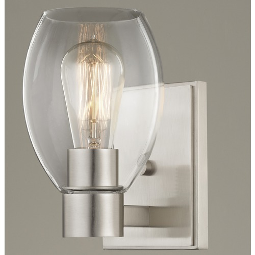 Design Classics Lighting Clear Glass Sconce Satin Nickel 2101-09 GL1034-CLR