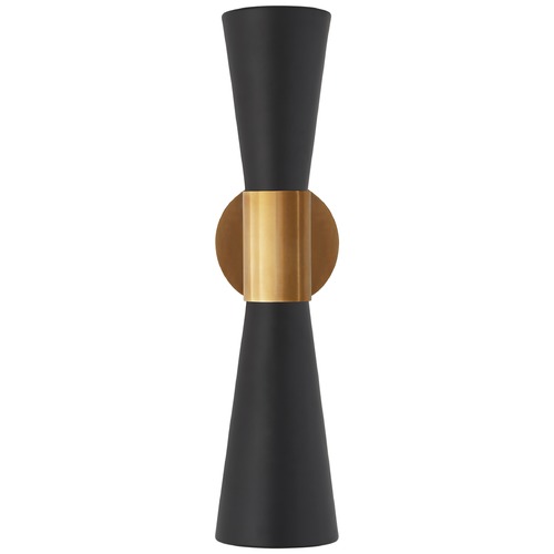 Visual Comfort Signature Collection Aerin Clarkson Medium Narrow Sconce in Brass & Black by Visual Comfort Signature ARN2009HABBLK