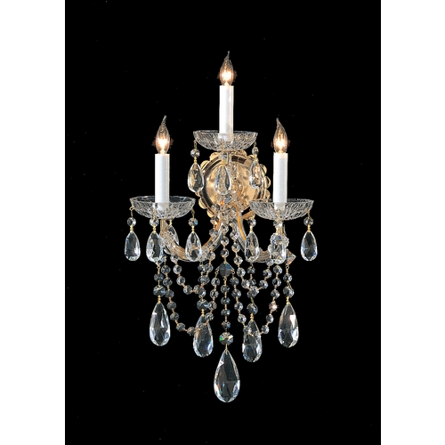 Crystorama Lighting Maria Theresa Crystal Sconce Wall Light in Gold by Crystorama Lighting 4423-GD-CL-SAQ