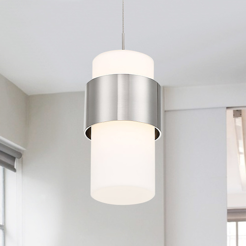 WAC Lighting Banded Brushed Nickel LED Mini Pendant by WAC Lighting PD-68909-BN