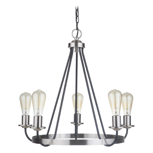 Randolph Flat Black & Brushed Polished Nickel Chandelier by Craftmade Lighting