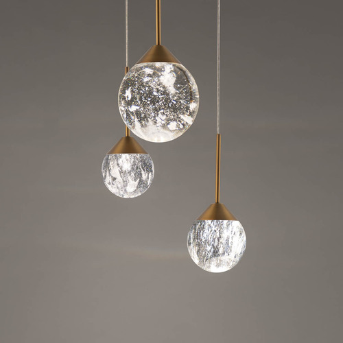 Quest 3-Light LED Crystal Pendant in Aged Brass by Schonbek Beyond