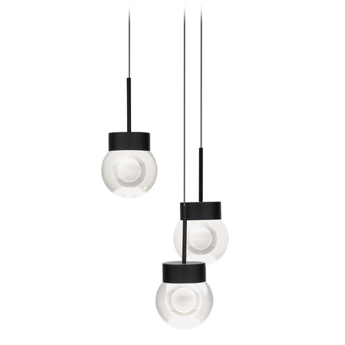 Modern Forms by WAC Lighting Modern Forms Double Bubble Black LED Multi-Light Pendant with Globe Shade PD-82003R-BK