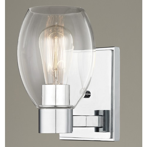 Design Classics Lighting Clear Glass Sconce Chrome 2101-26 GL1034-CLR