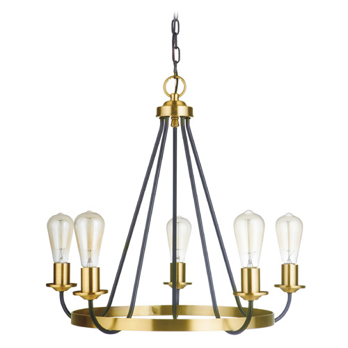 Craftmade Lighting Randolph Flat Black & Satin Brass Chandelier by Craftmade Lighting 50325-FBSB