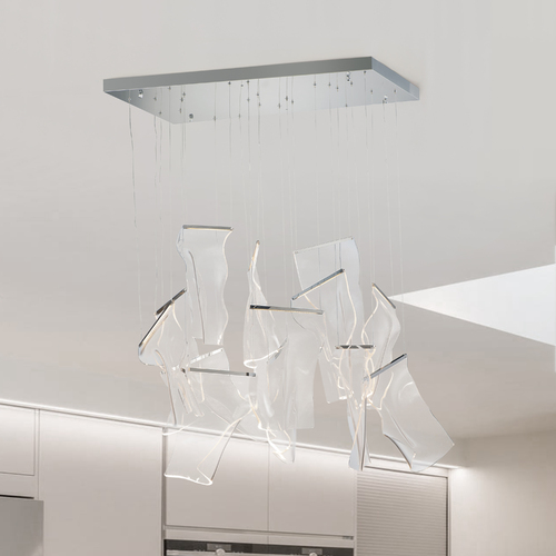 Rinkle 13-Light LED Linear Pendant in Polished Chrome by ET2 Lighting