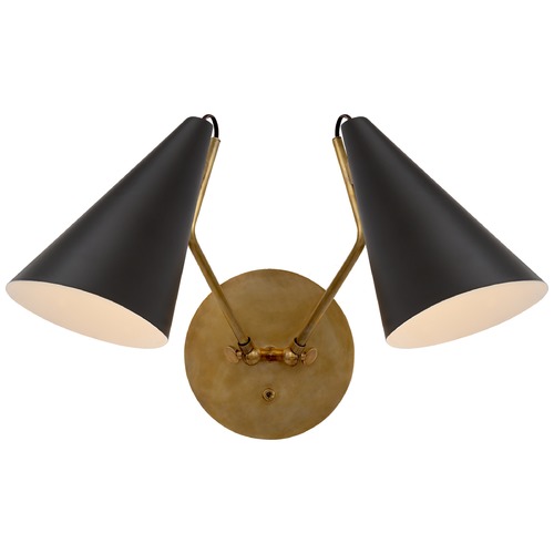 Visual Comfort Aerin Clemente Double Sconce in Brass & Black by Visual Comfort ARN2059HABBLK