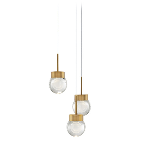 Modern Forms by WAC Lighting Modern Forms Double Bubble Aged Brass LED Multi-Light Pendant with Globe Shade PD-82003R-AB