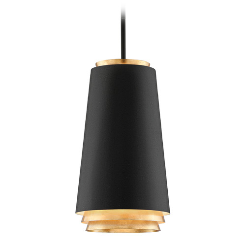 Troy Lighting Troy Lighting Fahrenheit Textured Black/vintage Gold Leaf Pendant Light with Conical Shade F5542-TBK/VGL