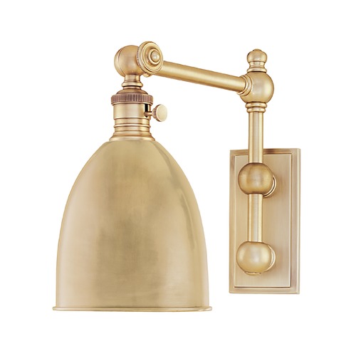 Roslyn Swing Arm Lamp in Aged Brass by Hudson Valley Lighting