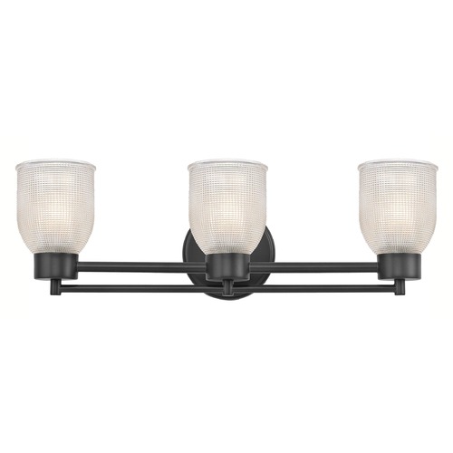 Design Classics Lighting Prismatic Glass Modern Bathroom Light Black 3 Lt 703-07 GL1058-FC