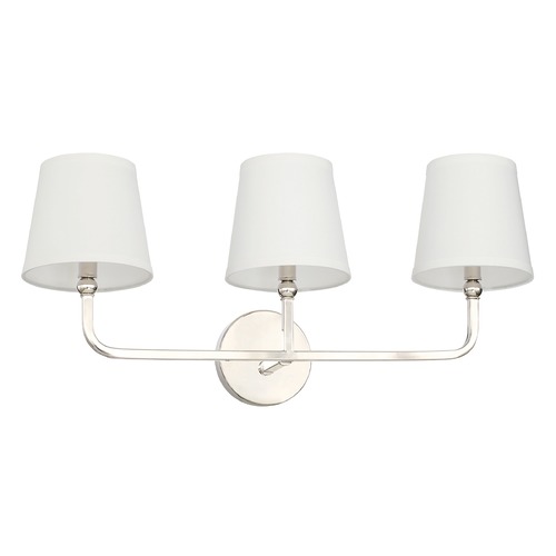 Dawson 25.50-Inch Vanity Light in Polished Nickel with White Shades by Capital Lighting