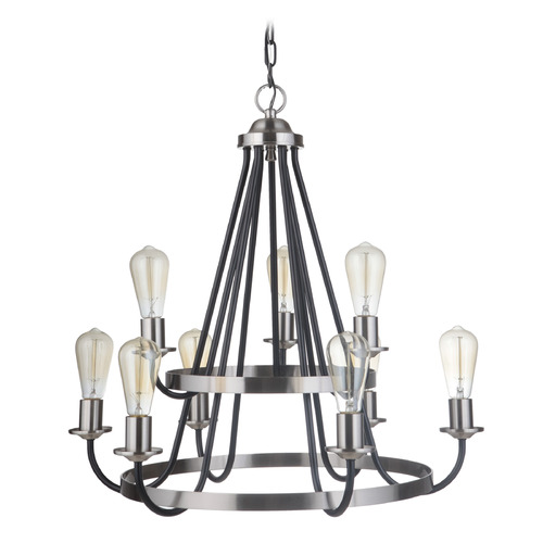 Randolph Flat Black & Brushed Polished Nickel Chandelier by Craftmade Lighting