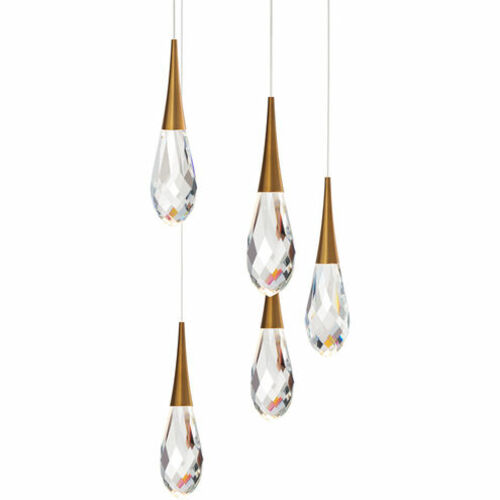 Schonbek Beyond Hibiscus 5-Light LED Crystal Pendant in Aged Brass by Schonbek Beyond BPD21205-AB
