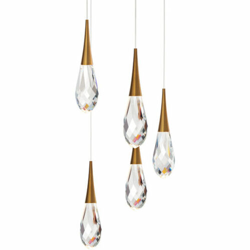 Hibiscus 5-Light LED Crystal Pendant in Aged Brass by Schonbek Beyond