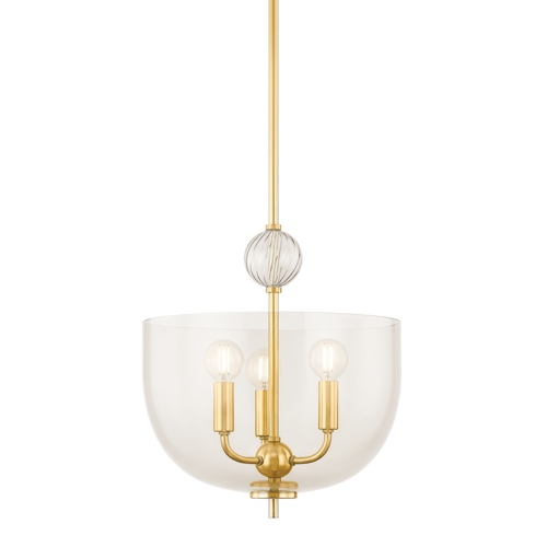 Mitzi by Hudson Valley Arianne 13-Inch Pendant in Aged Brass by Mitzi by Hudson Valley H907703-AGB