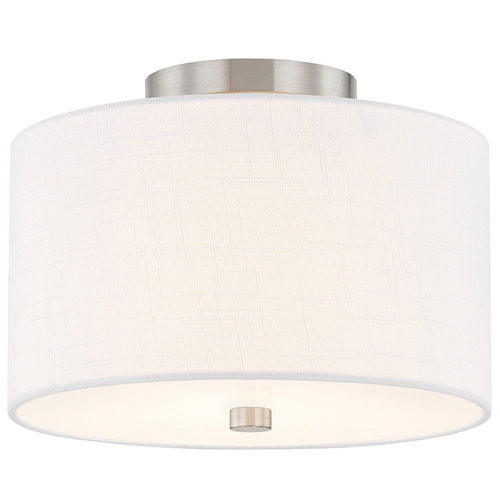 Justice Design Classic 11 Inch Drum Semi Flush Nickel White