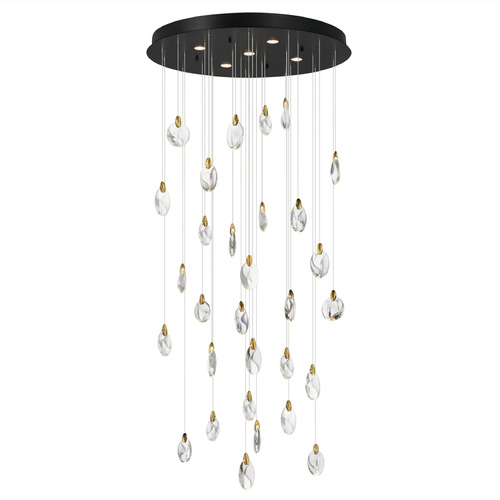 Et2 Pebble Black & Polished Gold LED Multi-Light Pendant