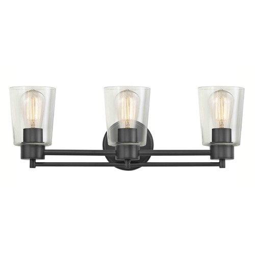 Design Classics Lighting Industrial Clear Glass Bathroom Light Black 3 Lt 703-07 GL1027-CLR