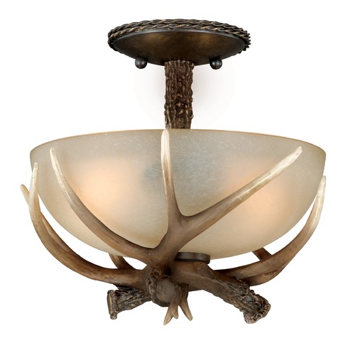 Vaxcel Lighting Yoho Faux Antler and Black Walnut Semi-Flush Mount by Vaxcel Lighting C0014