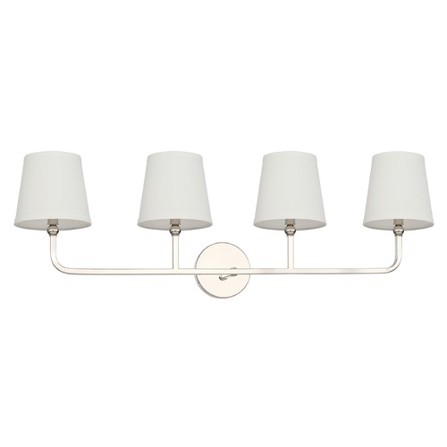 Dawson 35.25-Inch Vanity Light in Polished Nickel with White Shades by Capital Lighting