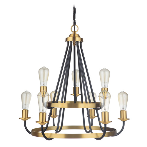 Randolph Flat Black & Satin Brass Chandelier by Craftmade Lighting