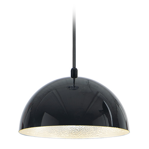 Hemisphere 9-Inch LED Pendant in Gloss Black & Aluminum by ET2 Lighting