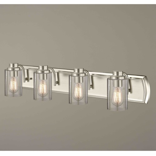 Design Classics Lighting Industrial Seeded Glass Bathroom Light Satin Nickel 4 Lt 1204-09 GL1041C