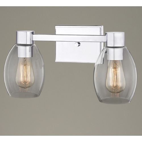 Design Classics Lighting 2-Light Clear Glass Bathroom Light Chrome 2102-26 GL1034-CLR