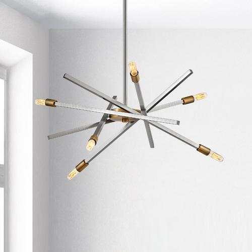 Archer 26-Inch Brushed Nickel & Brushed Bronze Chandelier by Hinkley Lighting