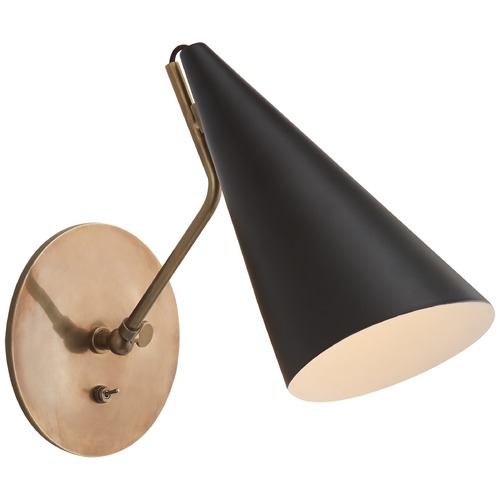 Visual Comfort Signature Collection Aerin Clemente Wall Light in Antique Brass & Black by Visual Comfort Signature ARN2024HABBLK