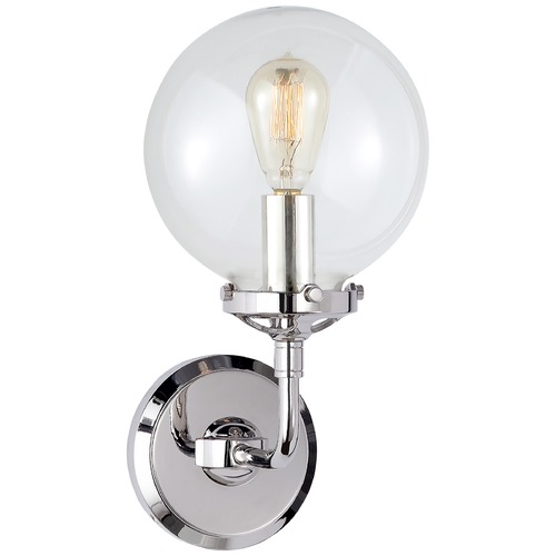 Visual Comfort Signature Collection Ian K. Fowler Bistro Single Light Sconce in Nickel by Visual Comfort Signature S2024PNCG