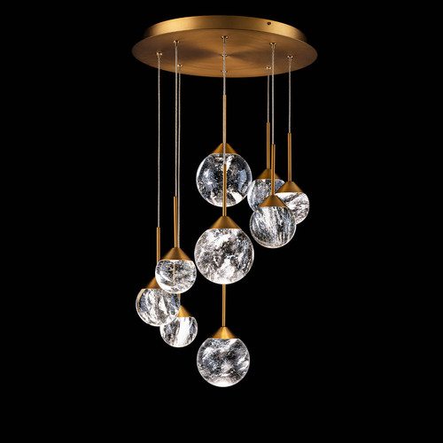 Quest 9-Light LED Crystal Pendant in Aged Brass by Schonbek Beyond