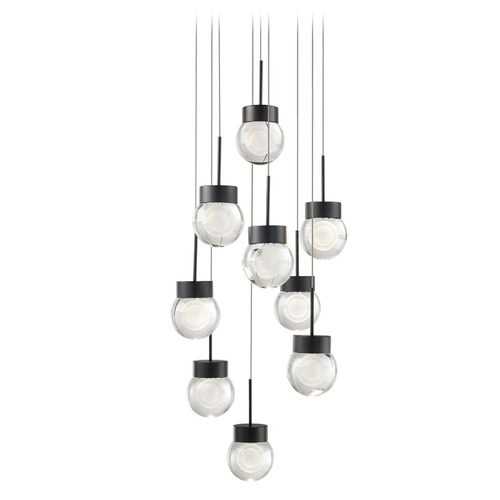 Modern Forms Double Bubble Black LED Multi-Light Pendant with Globe Shade