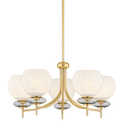 Mitzi by Hudson Valley Alexia 5-Light Chandelier in Aged Brass by Mitzi by Hudson Valley H909805-AGB