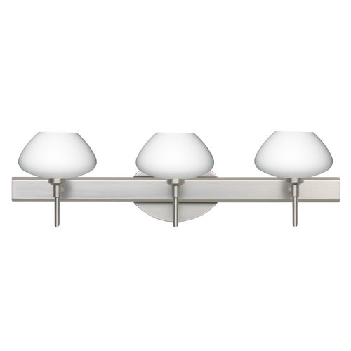 Modern Bathroom Light White Glass Satin Nickel by Besa Lighting