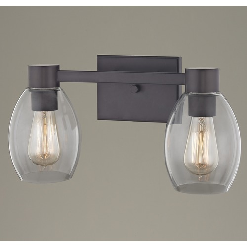 Design Classics Lighting 2-Light Clear Glass Bathroom Light Bronze 2102-220 GL1034-CLR