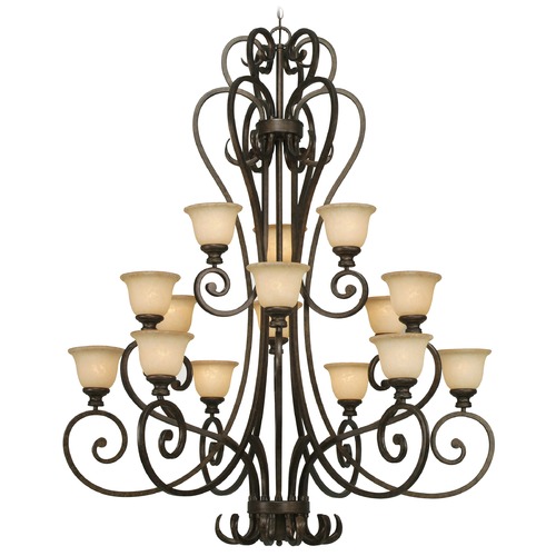 Golden Lighting Heartwood 47.50-Inch Wide Burnt Sienna Chandelier by Golden Lighting 8063-15L BUS