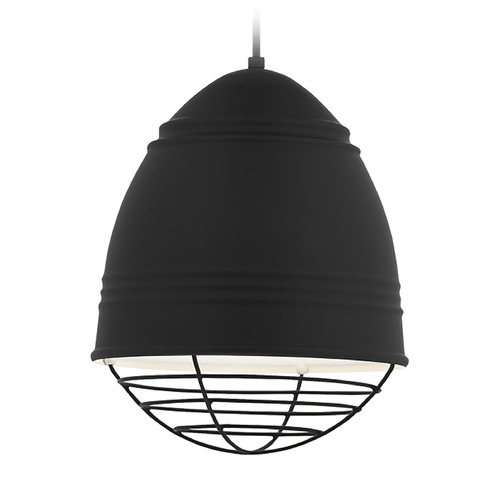 Loft LED Pendant in Black with Black Cage by Visual Comfort Modern