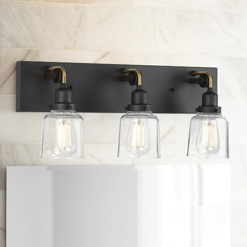 Rushton 24-Inch Vanity Light in Graphite & Antique Brass by Progress Lighting