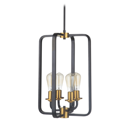 Craftmade Lighting Randolph Flat Black & Satin Brass Pendant by Craftmade Lighting 50334-FBSB