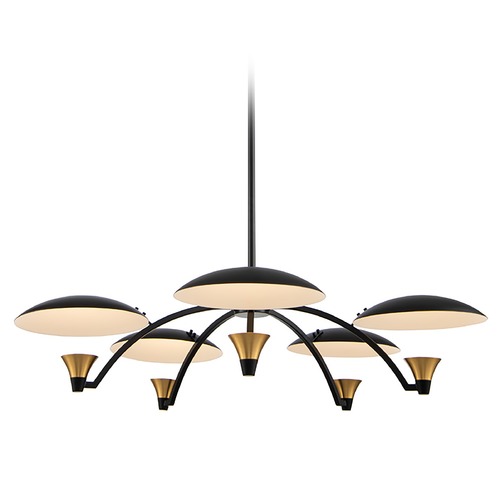 Redding 5-Light LED Chandelier in Matte Black & Brass by Kalco Lighting