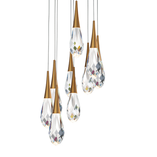 Hibiscus 9-Light LED Pendant in Aged Brass by Schonbek Beyond