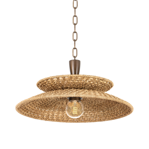 Landry 20-Inch Abaca Pendant in Bronze Leaf by Troy Lighting