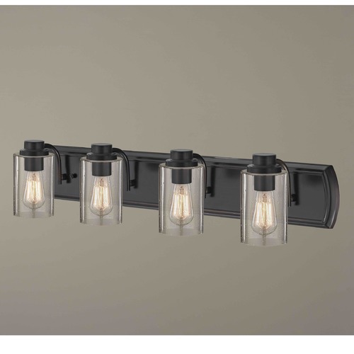 Transitional Seeded Glass Bathroom Light Bronze 4 Lt