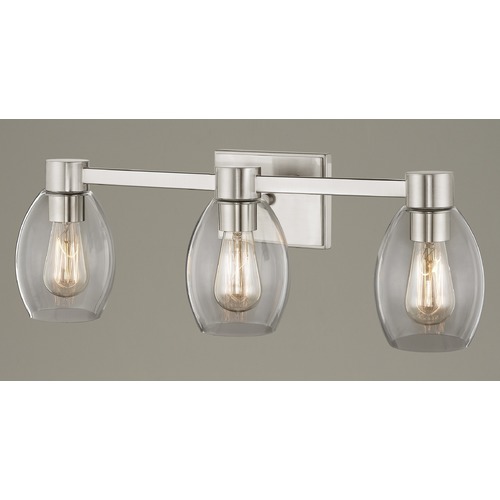 Design Classics Lighting 3-Light Clear Glass Bathroom Light Satin Nickel 2103-09 GL1034-CLR