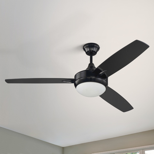 Craftmade Lighting 52-Inch Gloss Black Ceiling Fan with LED Light 3000K 1235LM TG52GBK3-UCI
